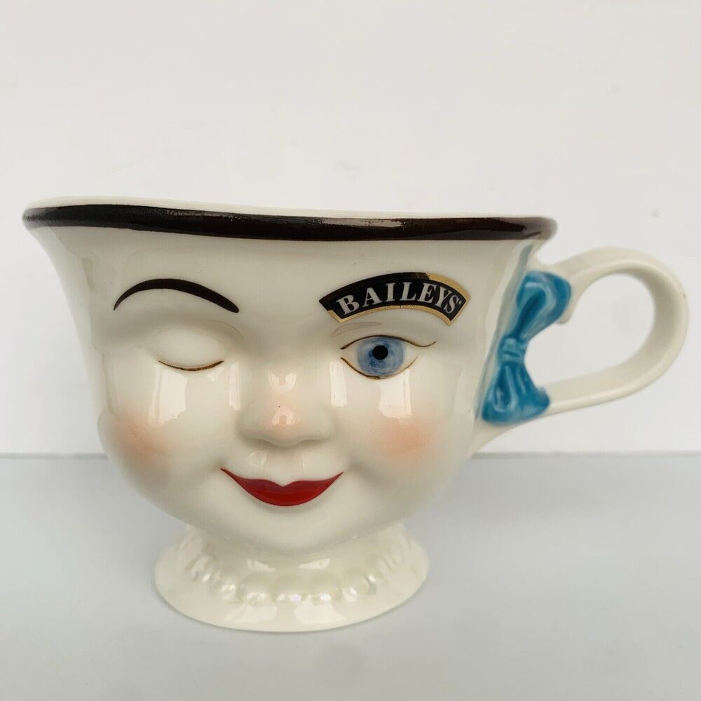 Baileys Irish Cream YUM Tea Cup Winking Eye Face Coffee Mug